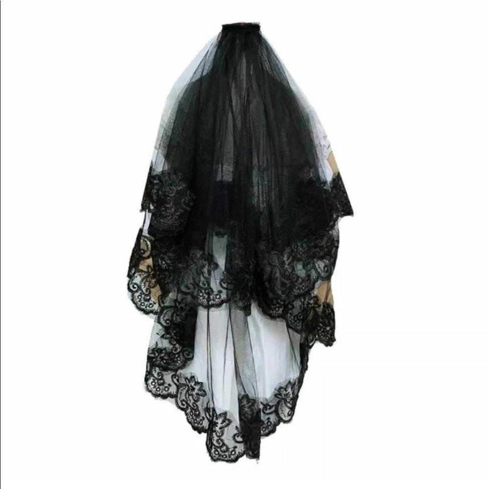 New Graceful Beautiful black elbow length veil